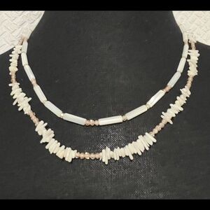White Coral Mother of Pearl silver Necklace.